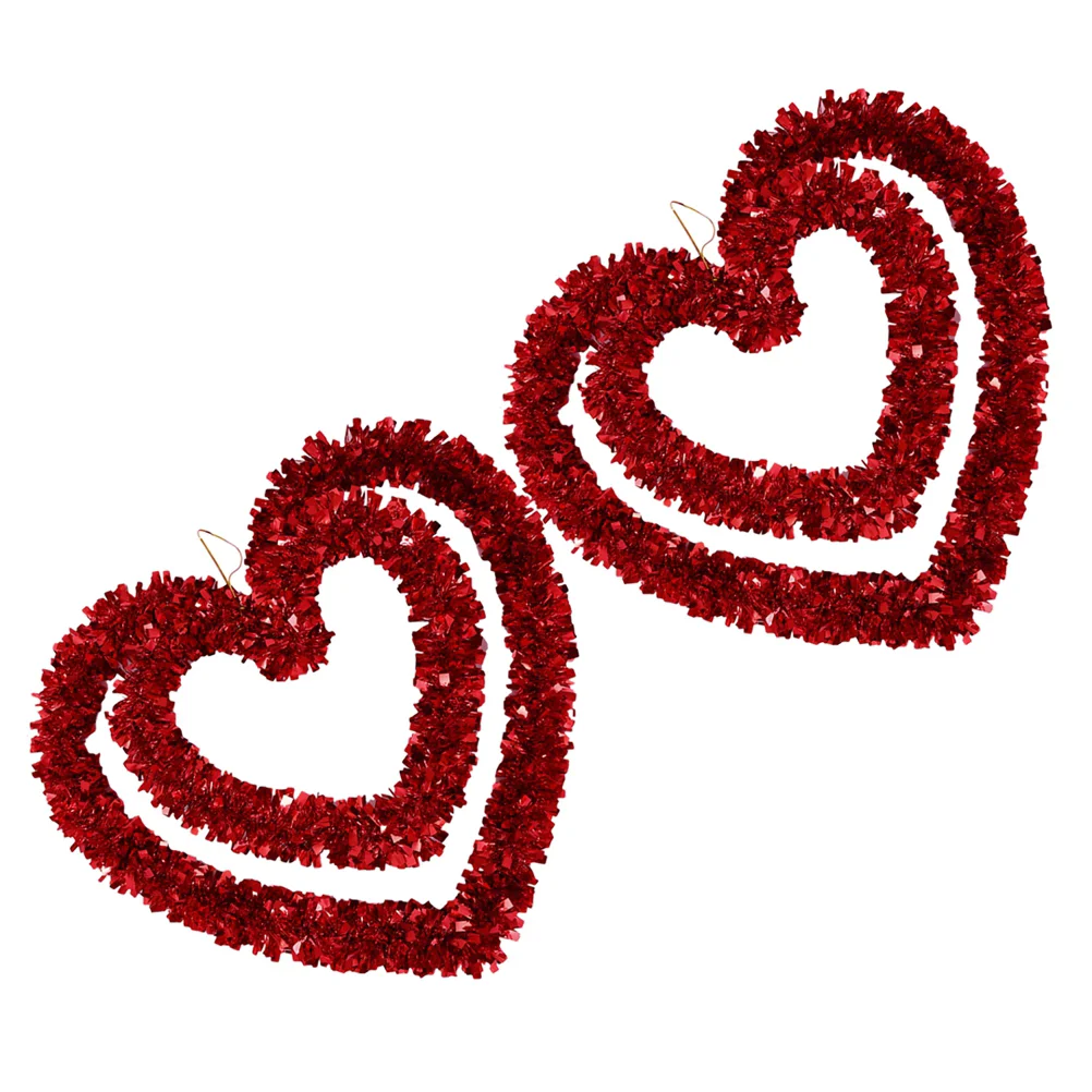 

2Pcs Romantic Heart Shaped Garland Lover's Day Themed Design Hanging Wreath Decor
