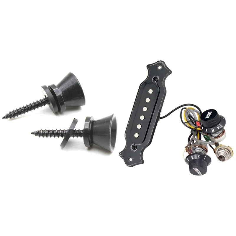 

2Pcs Guitar Strap Lock Pins Peg Metal & 1Set MI0301 Prewired Guitar Sound Hole Pickup Wiring Harness