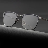 pure titanium square optical glasses frame for men vintage myopia prescription eyeglasses women japanese handmade retro eyewear