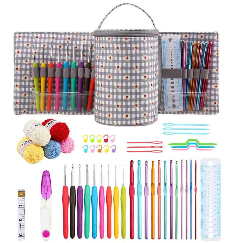 

Knitting Set Yarn Hooks Crochet Set Reusable Ergonomic Knitting & Crochet Supplies Beginner Crochet Kit For Crocheting Kids