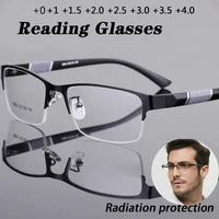 new mens titanium alloy reading glasses aspherical 12 layer coated lens retro business hyperopia prescription glasses 2022