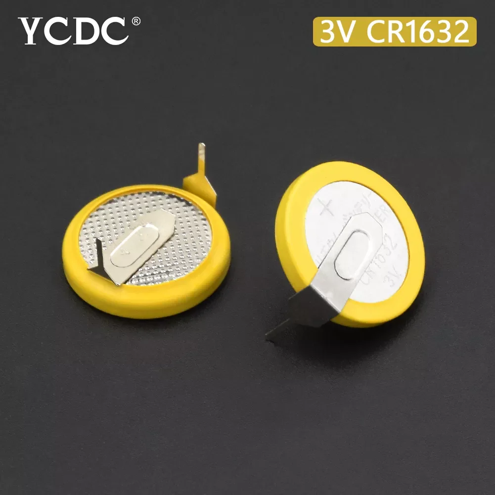 

2Pcs 3V CR1632 CR 1632 Lithium Li Ion Battery 2 Soldering Pins 3V Coin Cell Button Batteries For Motherboard Calculator Toy