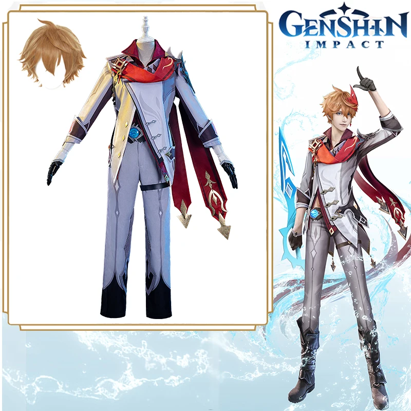 

Anime Genshin Impact Tartaglia Cosplay Costume Wig Game Genshin Halloween Cosplay Costume Uniform Party Costumes