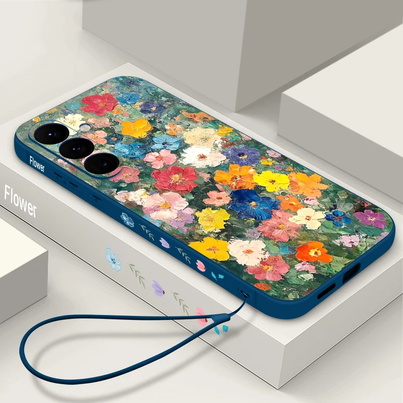 Фото Креативный чехол-ремешок с цветочным узором для Samsung Galaxy A57 A17 A56 A16 A55 A15 A54 A36 5G S25 FE S26 S24 S23 S22 Ultra, мягкий чехол №2