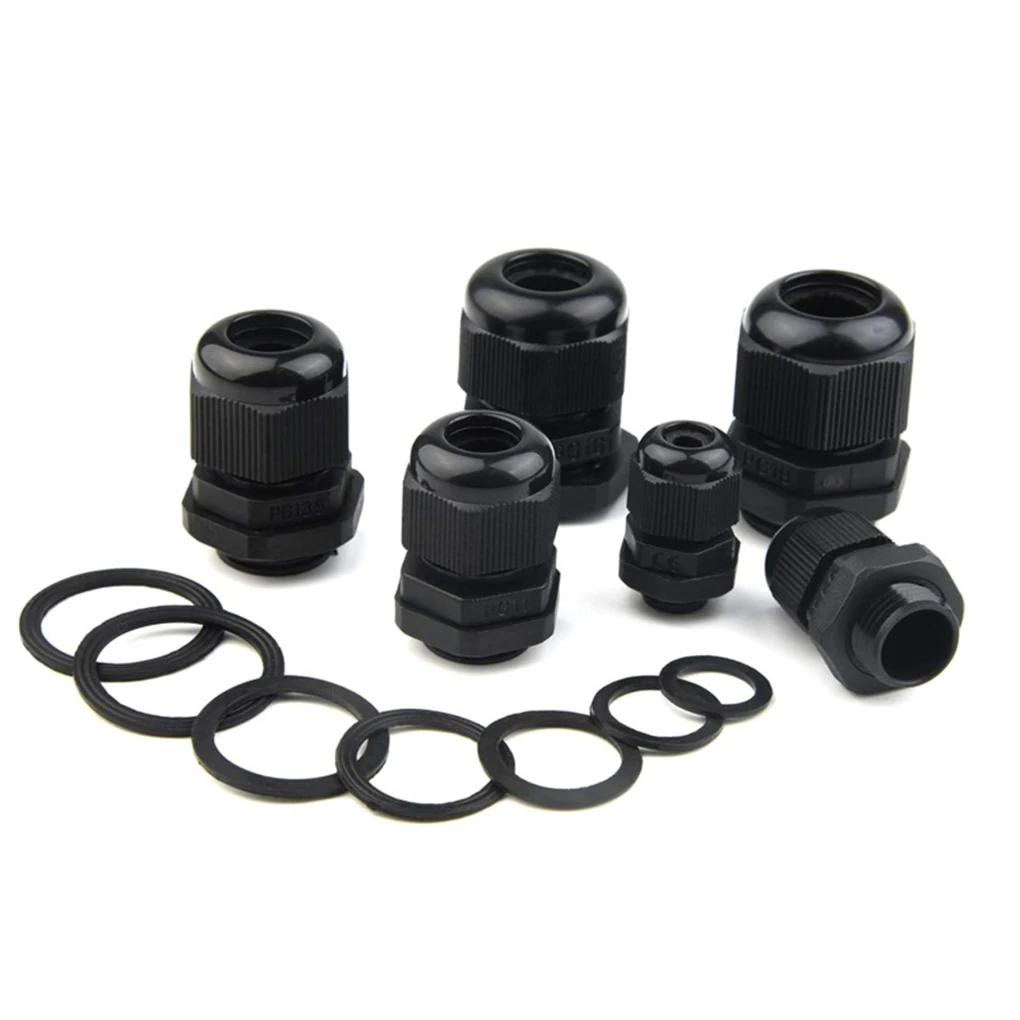 

50Pcs Waterproof Cable Gland Nylon Joint For 3-6.5mm Plastic Black Cable Gland PG7 Cable Locking Connector PG7 PG19 PG11
