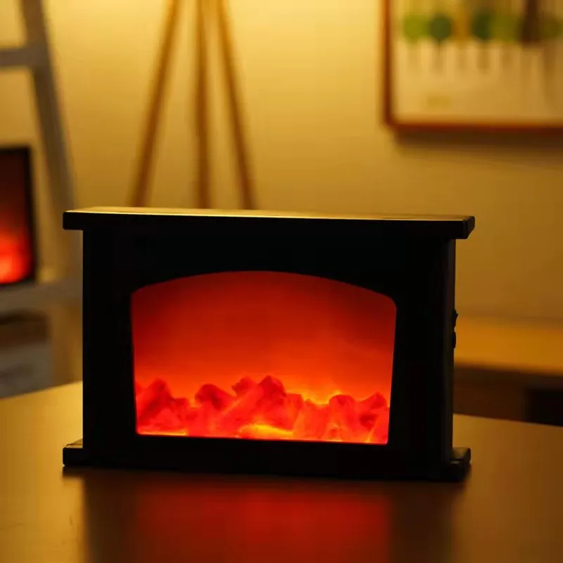 

Plastic Stylish Retro Style Fireplace Lantern Christmas Halloween Atmosphere Room Decoration Knickknack Figurines Led Decoration