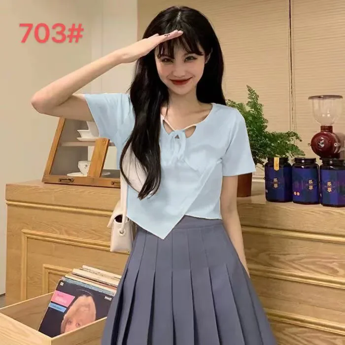 Женская летняя укороченная футболка в новом стиле топ подчеркивает ваш силуэт