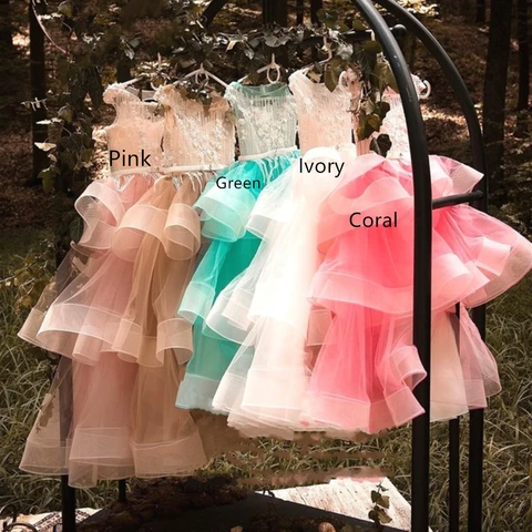 Hot Selling Flower Girl Dresses For Weddings Tulle Flowers Girls Pageant Gowns Floor-Length Children First Communion Dress Prom