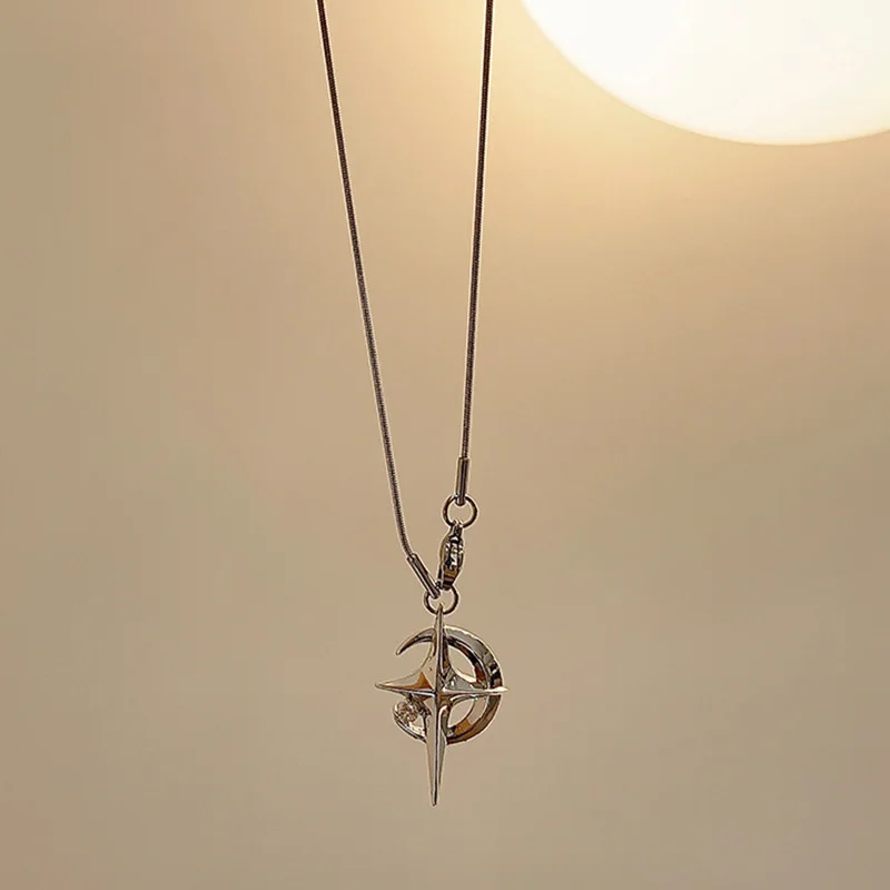 

Moon Star Pendant Galaxy Necklace For Women Egirls Y2k Cool Neck Jewelry Clavicle Chain Original Korean Fashion Party Gift