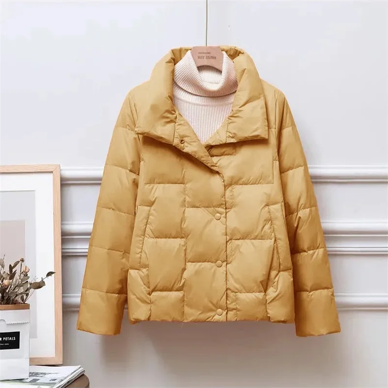 Fashion Down Cotton Jacket Female Short Coat Autumn Winter Women's 2023 New Stand Collar Loose Jacket Vintage Parkas Qulited Top