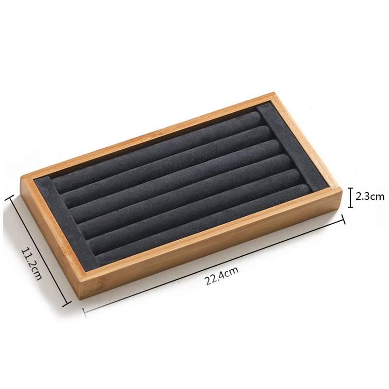 Поднос-держатель для ювелирных изделий бамбуковый темно-серый лоток