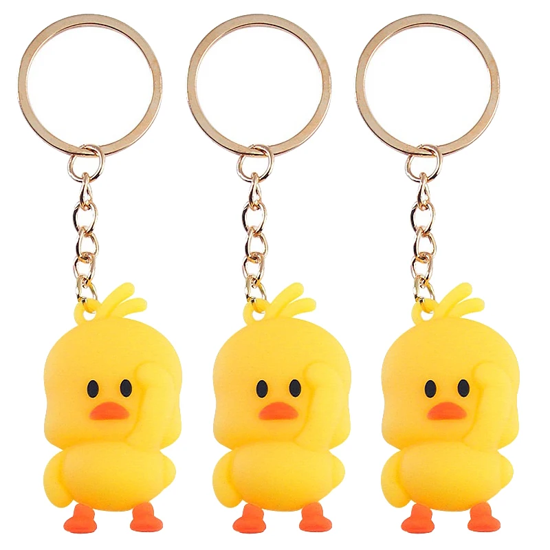 

3pcs Little Yellow Duck Keychain Unisex Cartoon Anime Cute Animal Keyring Pendant Car Backpack Keychain Jewelry Fahsion Jewelry