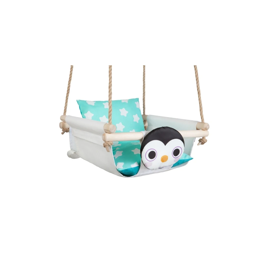 КАЧЕЛИ подвесные с подушками Пингвин на снегу ремнем безопасности канате |