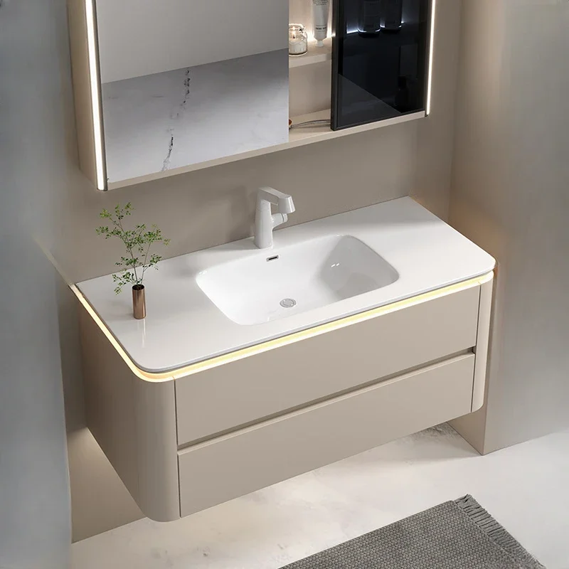 Полка для хранения шкафа ванной комнаты современные ящики шкаф раковина