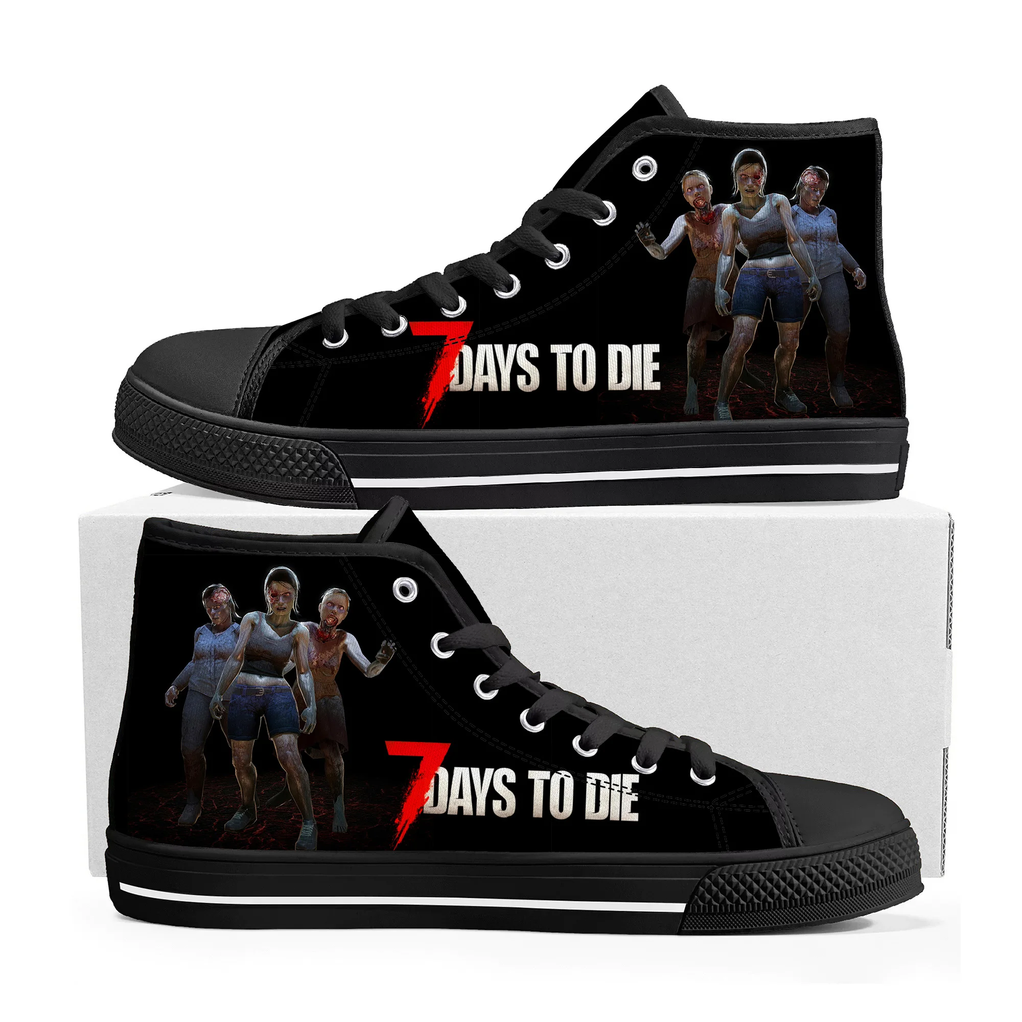

Anime Cartoon Game 7 Days To Die High Top Sneakers Mens Womens Teenager High Quality Canvas Sneaker Custom Built Couple Shoes