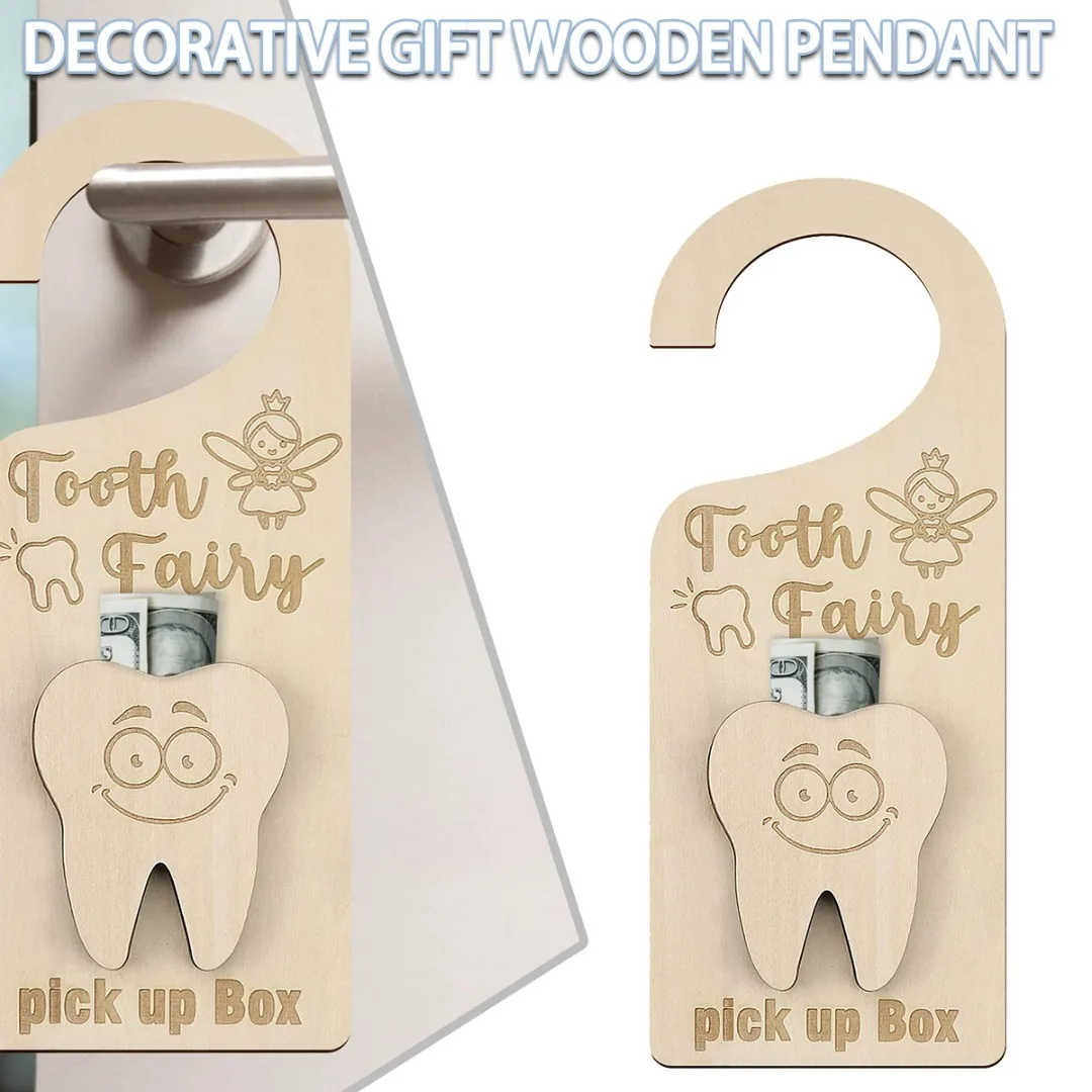 

Wooden Tooth Fairy Door Hanger With Moneys Holder And Tooth Fairy Pick Up Box Encourage Gift For Kidss Room Decor