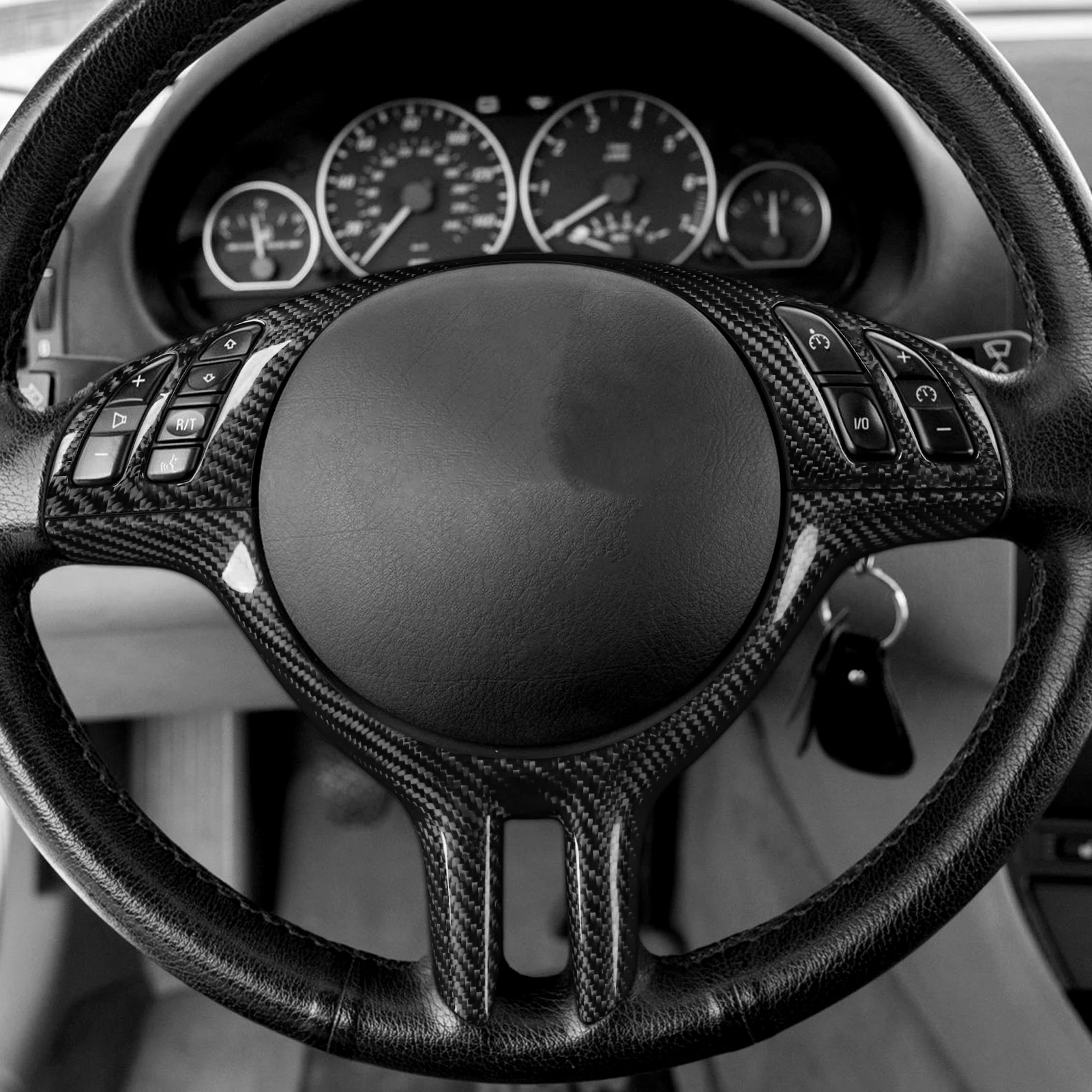 Фото Салон автомобиля, кнопка рулевого колеса, накладка, рамка для BMW 3 серии E46 X5 E53 1997-2006 5 серии E39 1999-2003 гг. №4