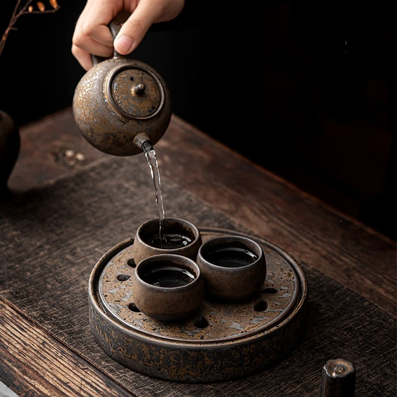 

Mini Vintage Japanese Tray Ceramic Round Table Storage Service Tray Decorative Kitchen Taca Dekoracyjna Egg Tray Tea Set Gift