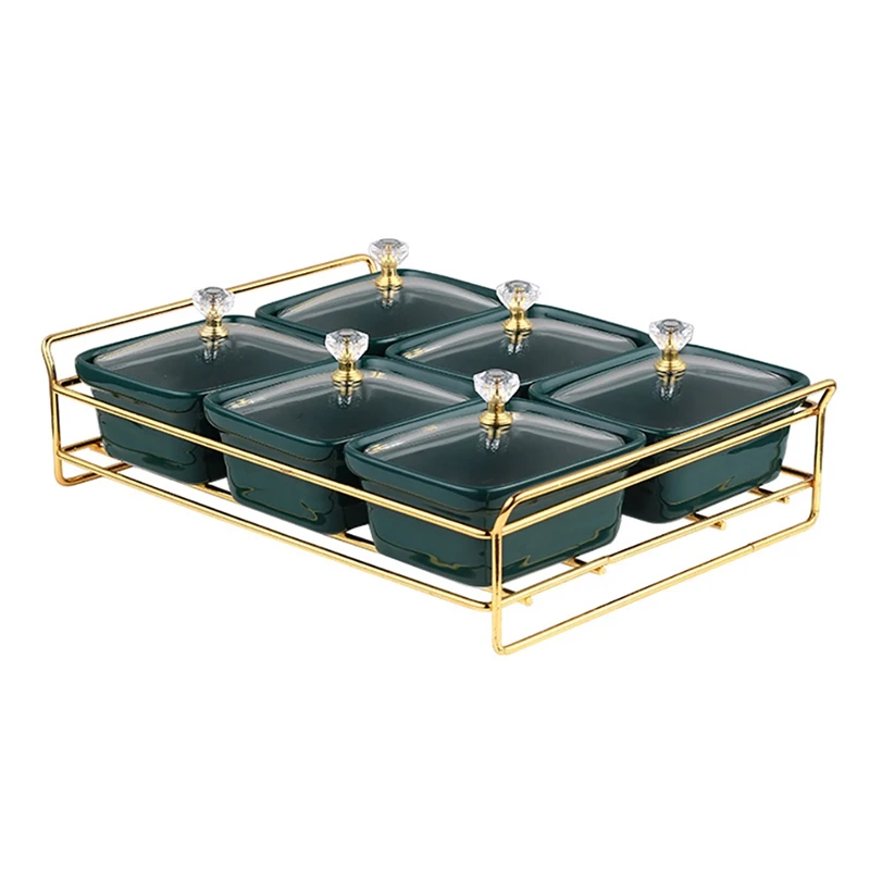 

Роскошная тарелка для фруктов, тарелка для сушеных фруктов, креативное отделение, тарелка для конфет с крышкой для домашнего использования