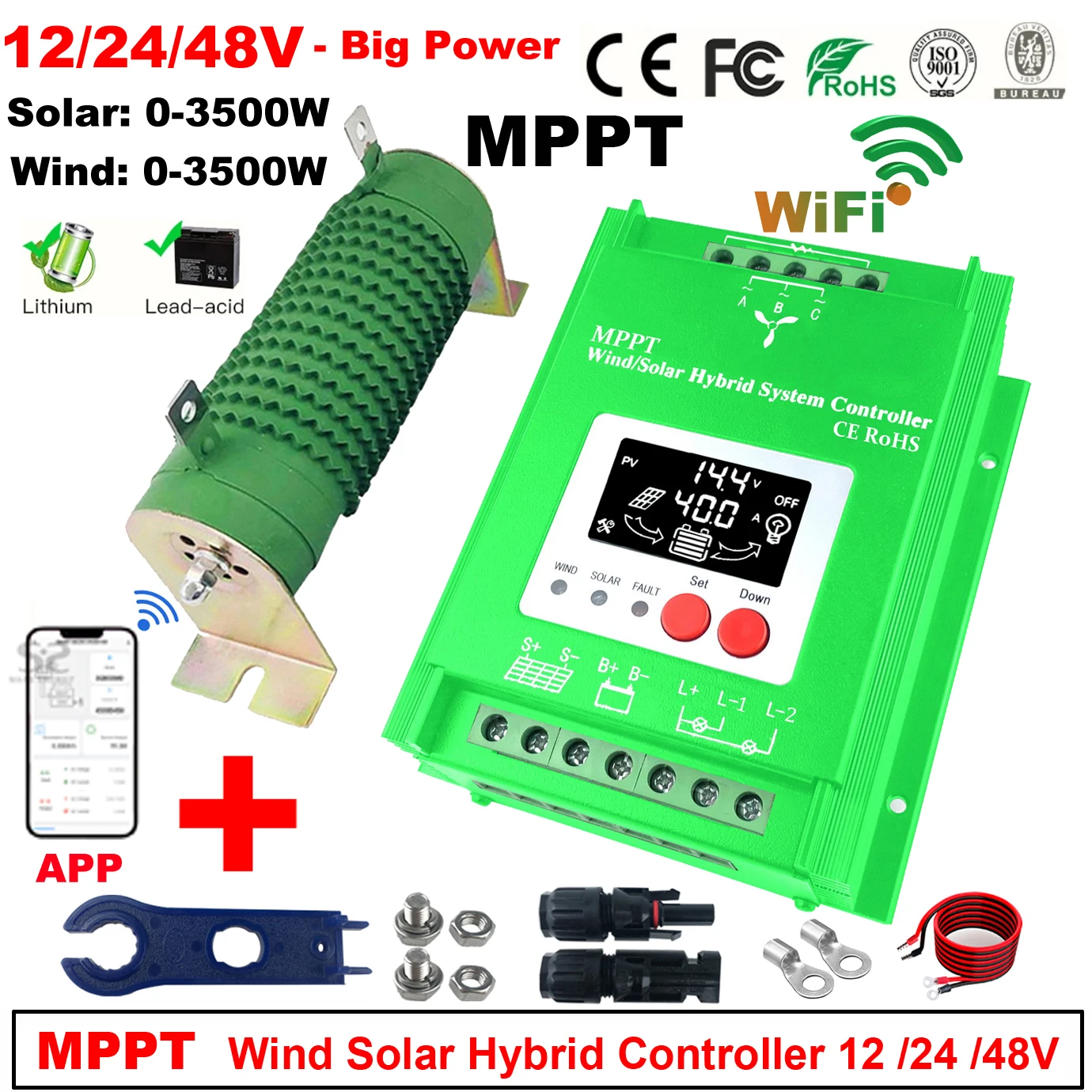 

12V 24V 48V 3000W 4000W 5000W 6000W Wind Solar Hybrid Controller Solar Panel Wind Turbine MPPT Board Battery Charging Regulator