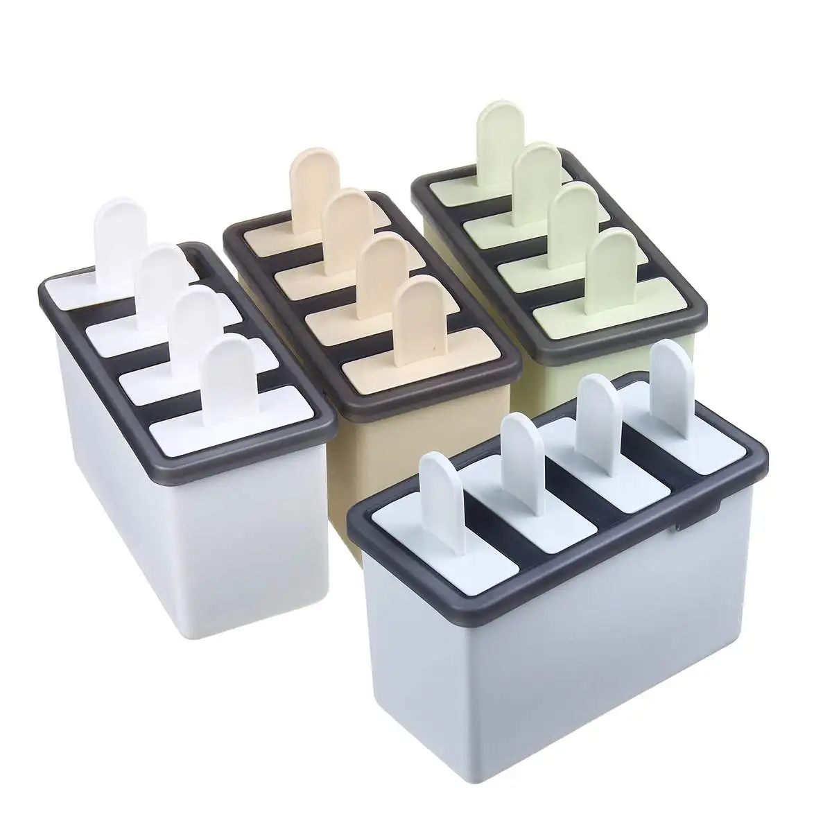 

DIY Ice Cube Mold Box Ice Cream Juice Yogurt Lolly Mould Tray Tools Square 4 Cell Silicone Popsicle Maker Molds