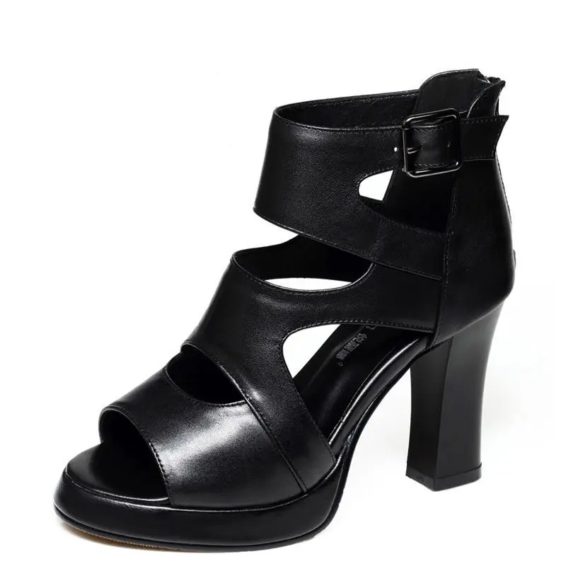 

Black Dance Shoes Fish Mouth Roman Women Thick Heel Thick Bottom Pole dancing Modern Party Bar Ballroom Performance Sandals