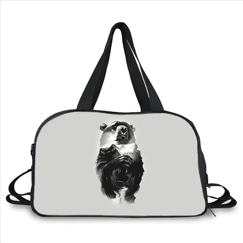 ferocious personality Bear 3D printing fashion trend portable large capacity multi function messenger bag travel bag