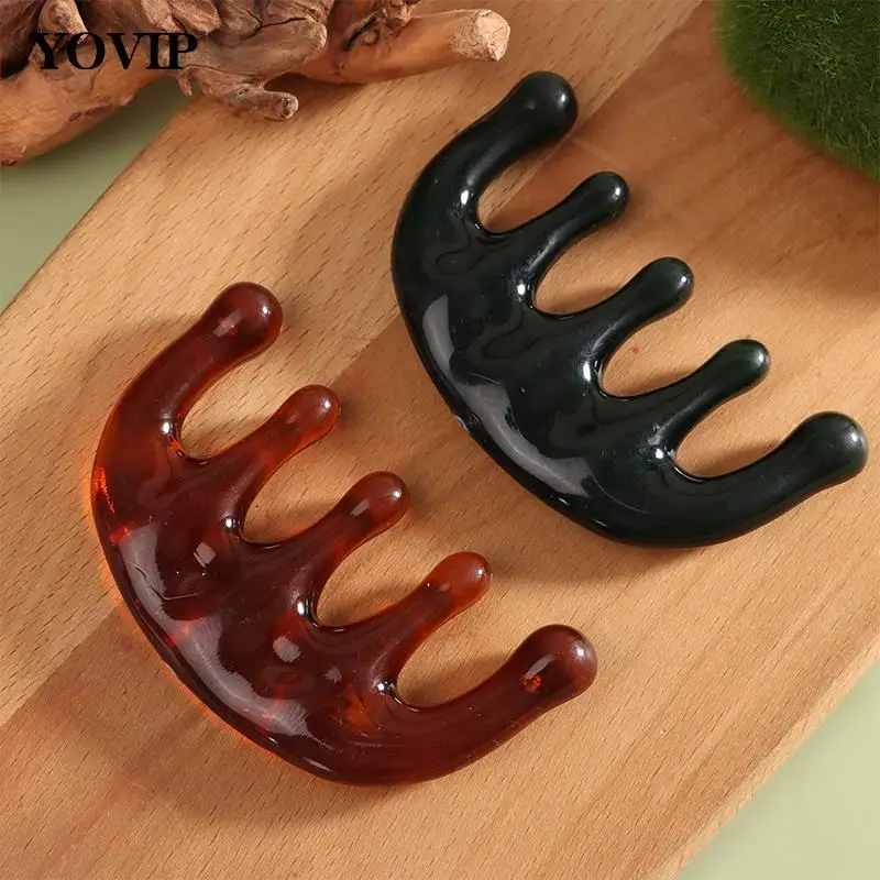 

Массажная Расческа с пятью зубцами, портативный маленький гребень из смолы для акупунктурной терапии, снижение давления клешнями