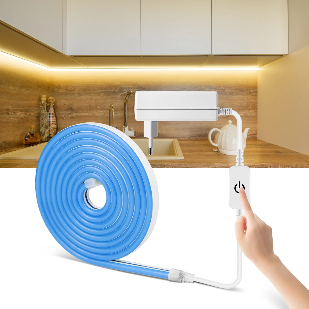 

Dimmable Indoor Lights Fixture LED Cabinet light With EU/US plug Adapter 1/2/3/4/5M Kitchen lamp For closet Wardrobe Decor