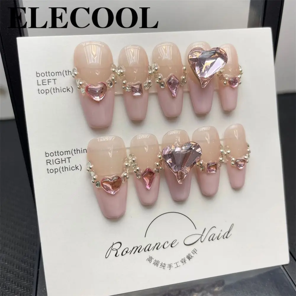 

Искусственные ногти, искусственные ногти, самодельные, съемные, в форме сердца, блестящие наклейки для ногтей, искусственные ногти, строб, новый дизайн ногтей, простой