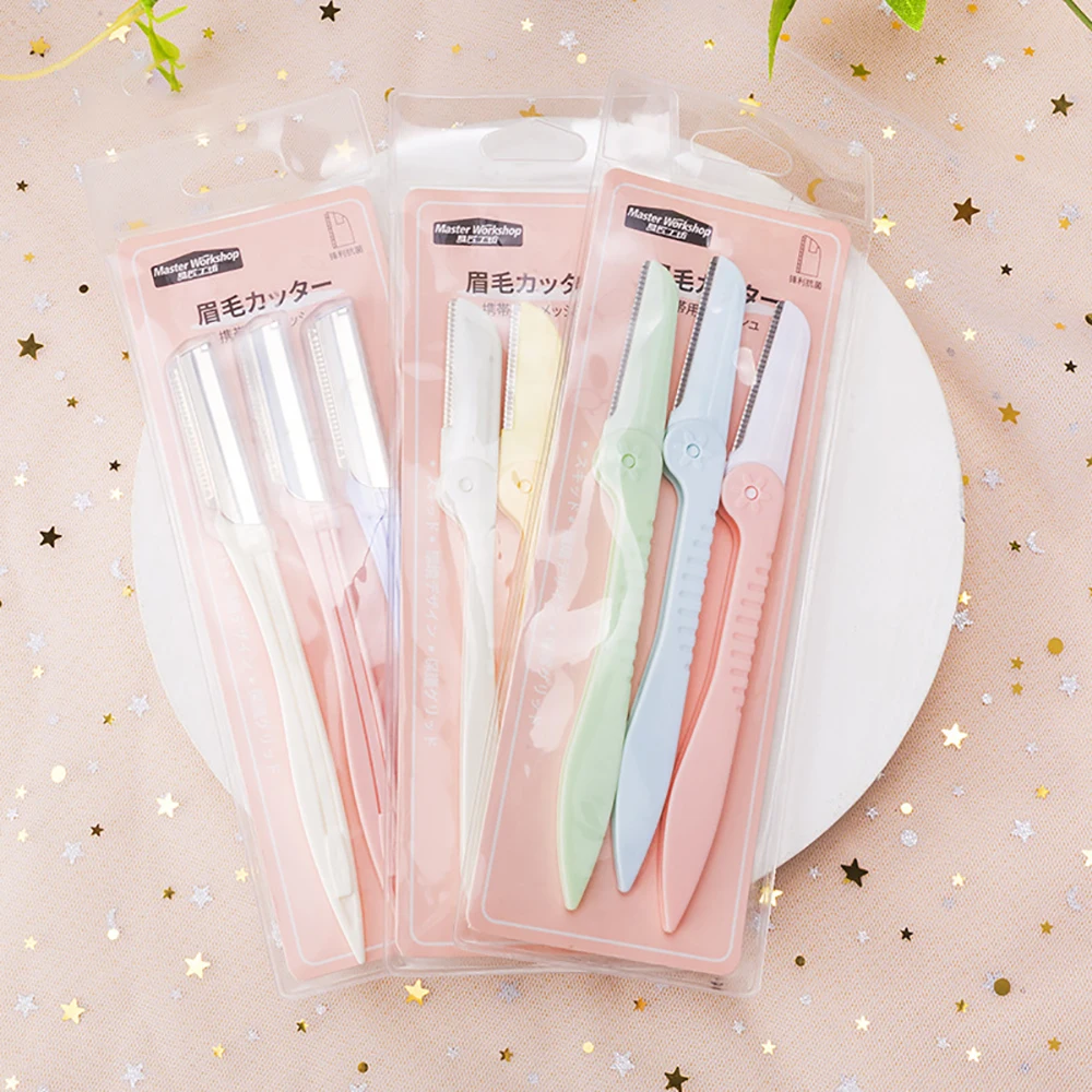 

3pcs Eyebrow Razor Sets Portable Face Hair Shaver Women Folding Mini Eyebrow Epilator Trimmer Blades for Makeup Kits