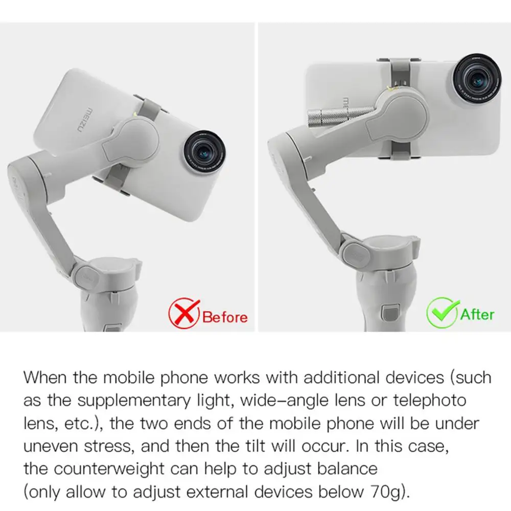 Фото Для DJI OM7 OM6 Вес сброса 50 г для Osmo Mobile 6/4/SE Ручной карданный подвес Балансирующий вес Противага Анти-потерянная веревочная пряжка №3