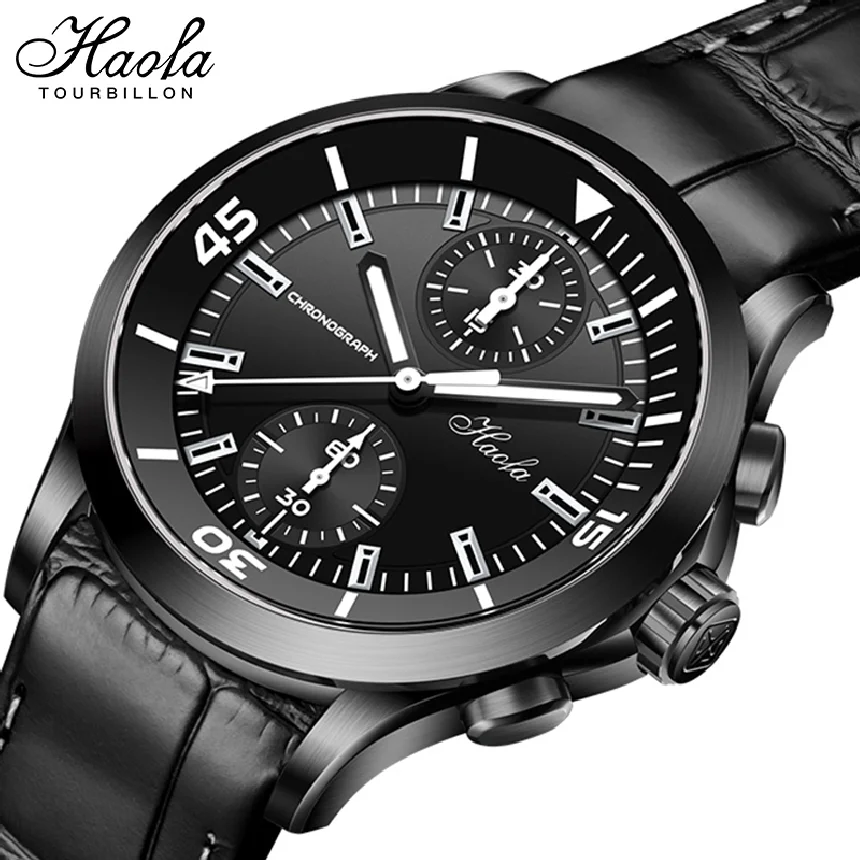 

Haofa Fashion Automatic Chronograph Mechanical Men Watch Man Chronograph Sapphire Self Winding Watch For Men Luxury Pilot 2022