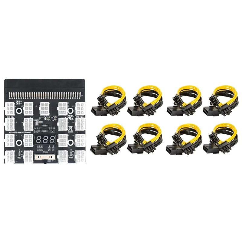 

8 шт. 8-контактный PCI-E к 2 PCI-E 8 (6 + 2) контактный силовой кабель и 1X коммутационная плата 17 портов 6-контактный светодиодный дисплей модуль питани...