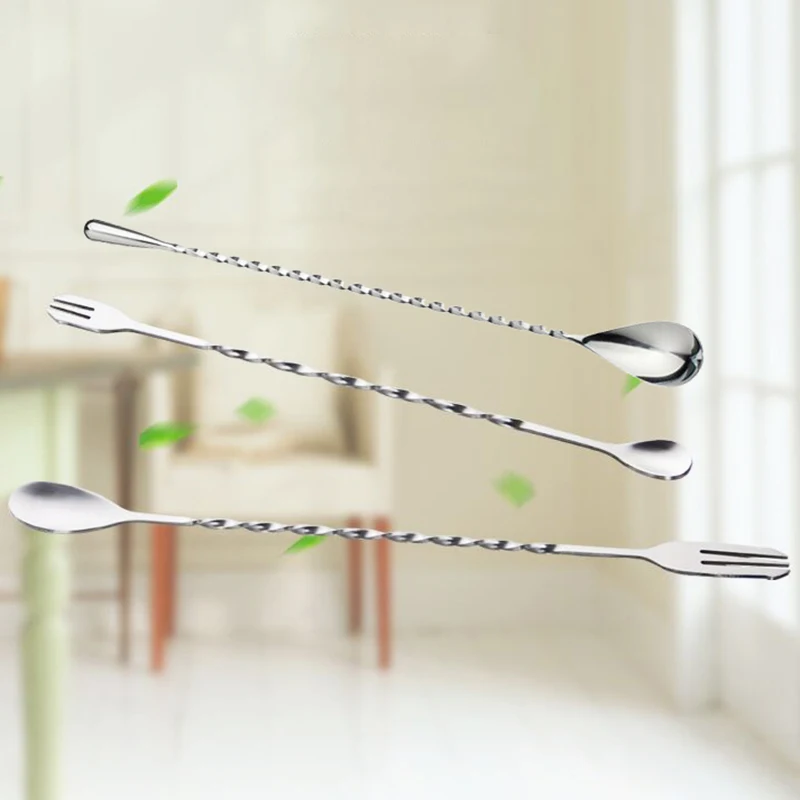 304 ложка для смешивания из нержавеющей стали с длинной ручкой спиральная двойная