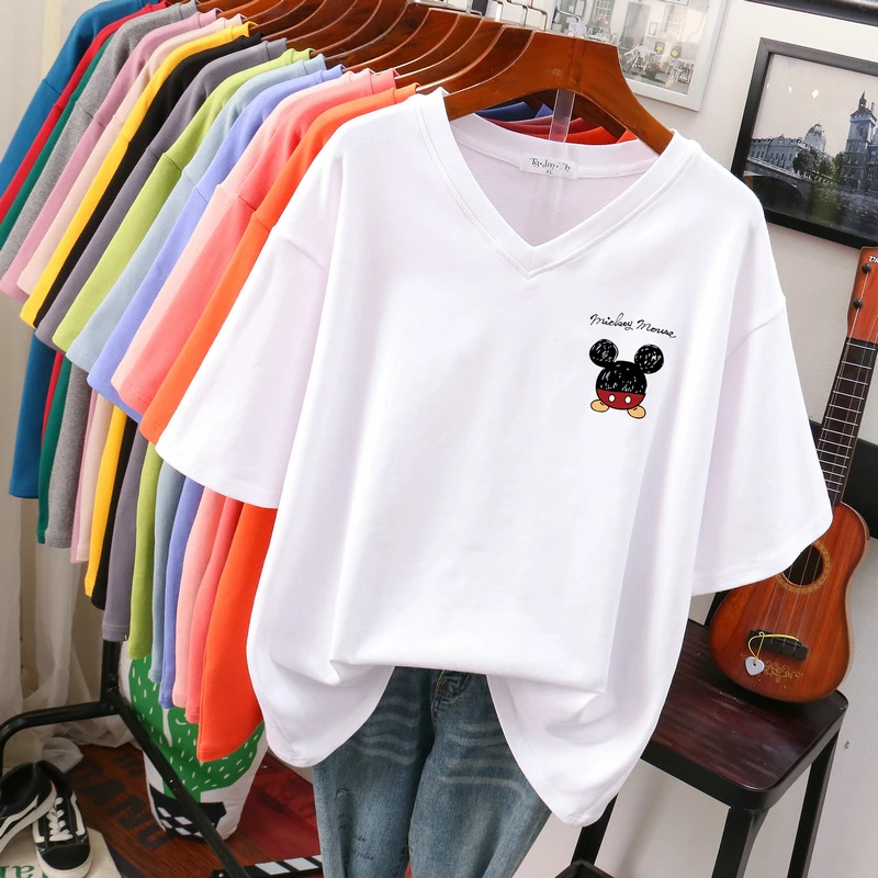 

Футболка женская/мужская оверсайз с V-образным вырезом и принтом