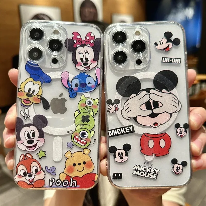 Lovely Disneies Mickey Minnie Magsafe Magnetic Phone Case for Samsung Galaxy S24 S23 S22 S21 S20 FE Plus Ultra 5G Soft Tpu Cover