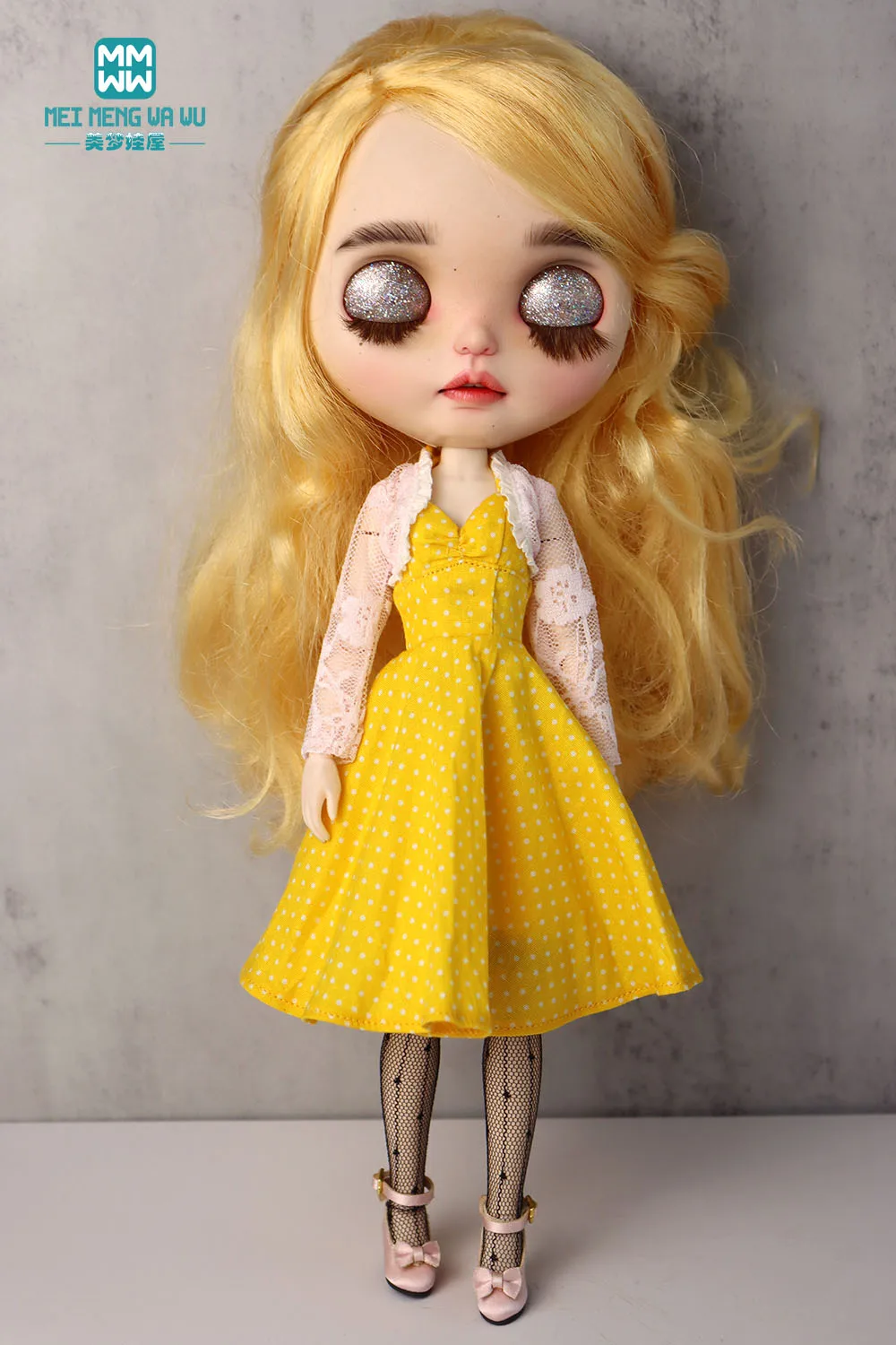 

NEW 28-30cm Blyth Azone OB22 OB24 Doll Clothes Fashion polka dot halter neck dress