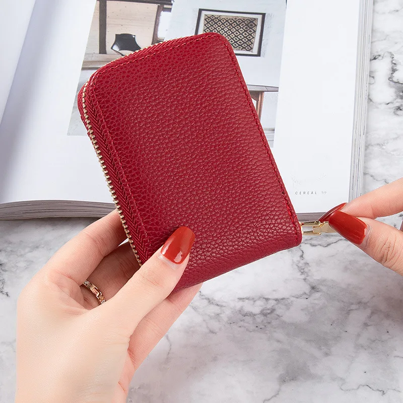 Business Card Holder Wallet Women/men Gray Bank/ID/Credit Card Holder 13 Bits Card Wallet PU Leather Protects Case Coin Purse