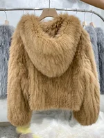 Long-sleeved Fur Jacket Red Fox Fur Striped Real Fur Coats and Jackets Women Korean Women's Short Full Fur Hooded Coat New