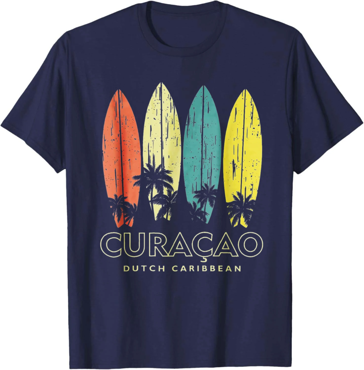 Фото Футболка Curacao Retro Surfboards в винтажном стиле для мальчиков, девочек, мужчин и женщин, хлопковая футболка с графическим принтом, уличная одежда, Ropa Hombre №2
