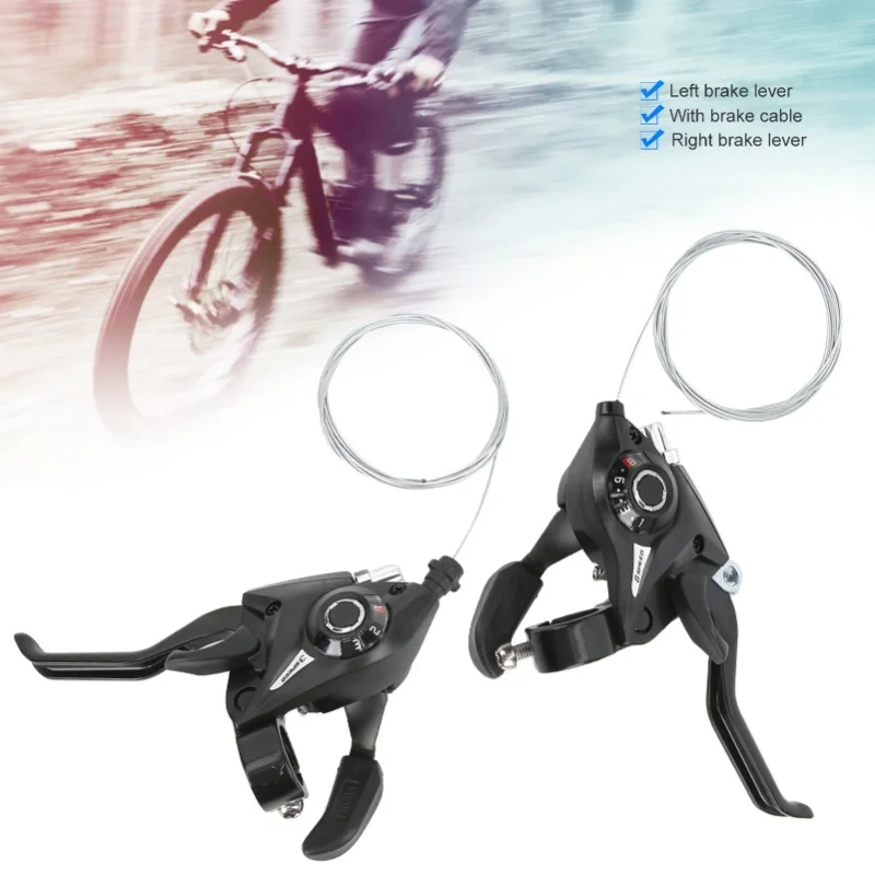 Фото Рычаги переключения передач и тормоза WAKE для велосипедов MTB и шоссейных велосипедов, дисковые тормозные ручки с тросом переключения 3x8, 24 скорости №1