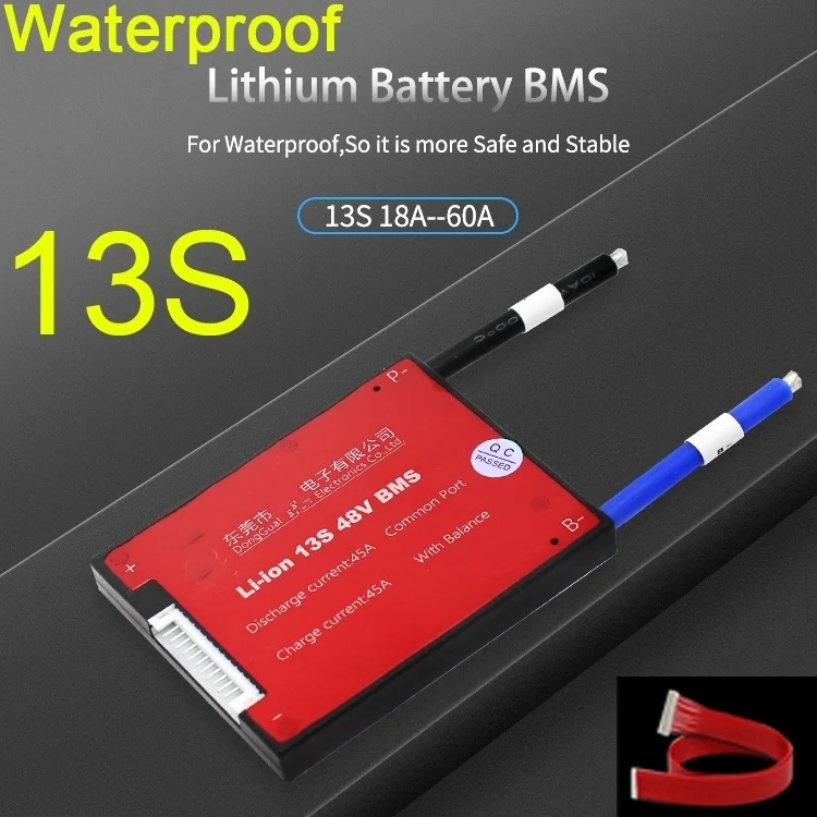 

NEW 13S 48V BMS Li-ion Lithium Battery MOS Protection Board with balance Waterproof 18650 lipo 15A 20A 30A 40A 40A 50A Cell