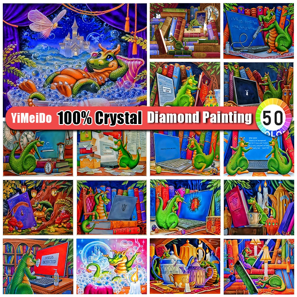 

YiMeiDo Cartoon Animal Dinosaur Full 100% Crystal Diamond Painting Kit Handmade DIY Book Diamond Embroidery Computer Home Decor