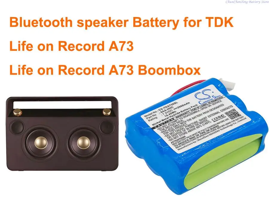 GreenBattery 2000mAh Battery 6AA-HHC for TDK Life on Record A73, Life on Record A73 Boombox
