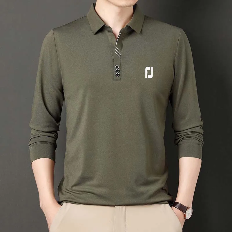 

Golf Apparel Men's Spring and Autumn Long Sleeve Underlay Golf Men's Leisure Fashion Simple Solid Color Polo Knit Underlay