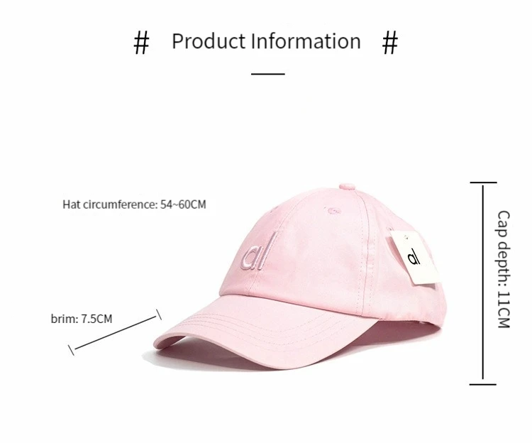 NWT Al Yoga Embroidered Font Fashionable and Versatile Baseball Cap Sports Jogging Sunshade Hat Fitness Women's Gym Baseball Cap
