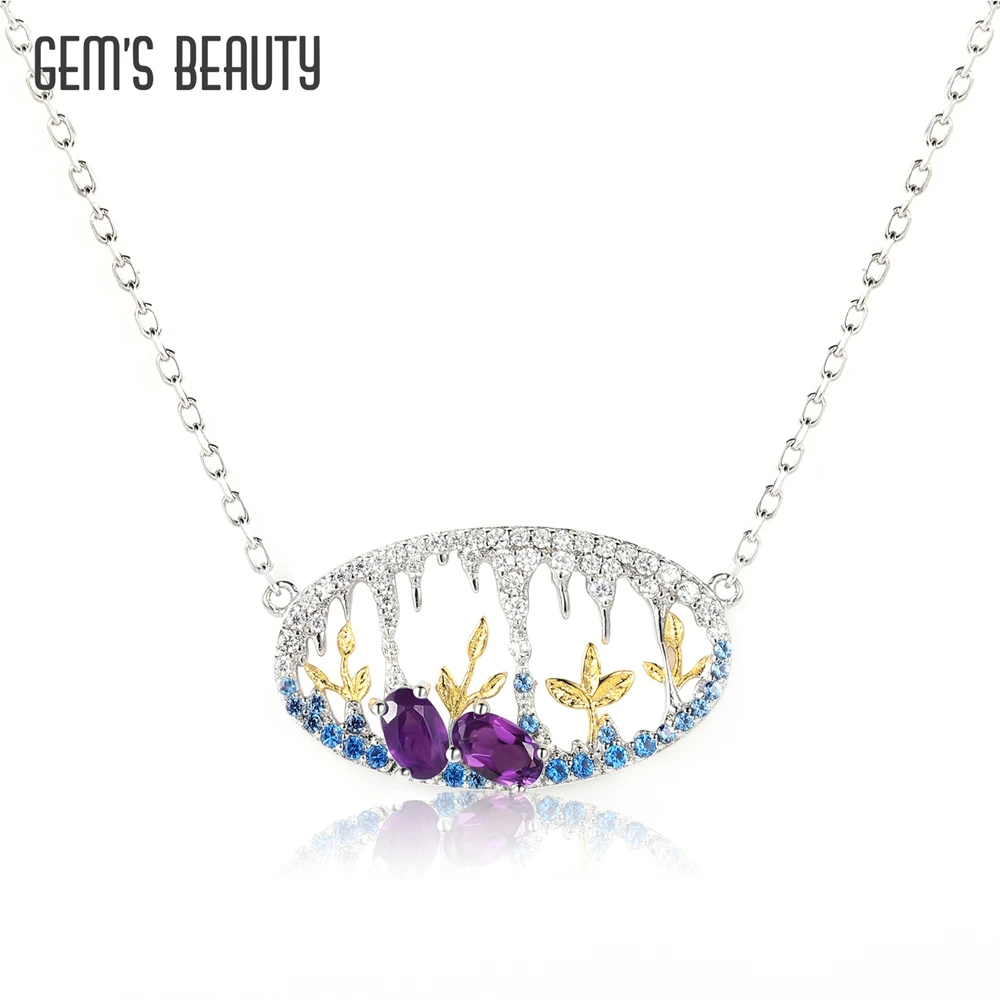

GEM'S BEAUTY Necklace For Women 925 Sterling Silver Fine Jewelry Pendants Chain 45cm Choker Handmade Original Design Minority