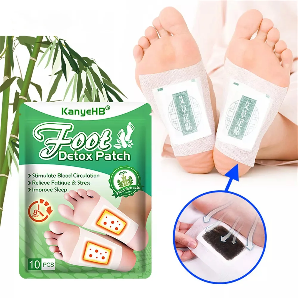 

10pcs Wormwood Ginger Foot Detox Patch Relieve Stress Help Sleeping Body Toxins Cleansing Slimming Pads Body Detox Weight Loss