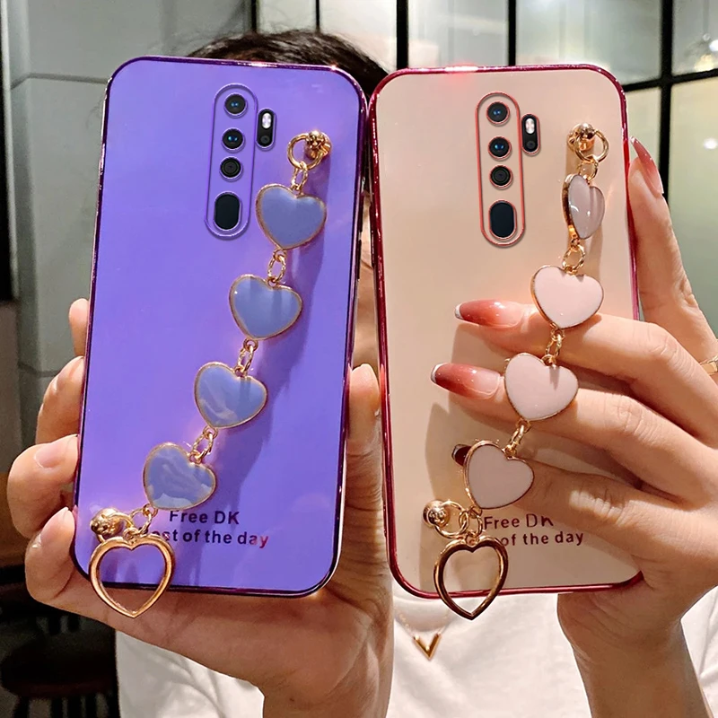 

Love Heart Bracelet Phone Case For OPPO A76 A5 A9 A15S A16S A52 A53 A54 A72 A73 A74 A93 A94 A95 F11 F17 F19 Pro Case Soft Cover